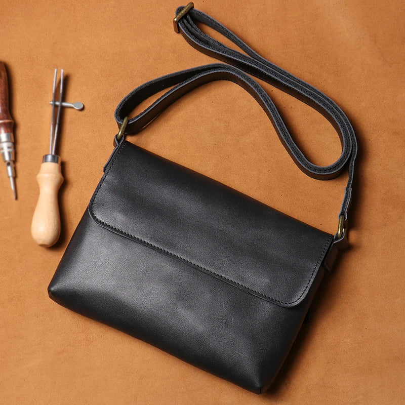 Cowhide Messenger Bag — Classic Style