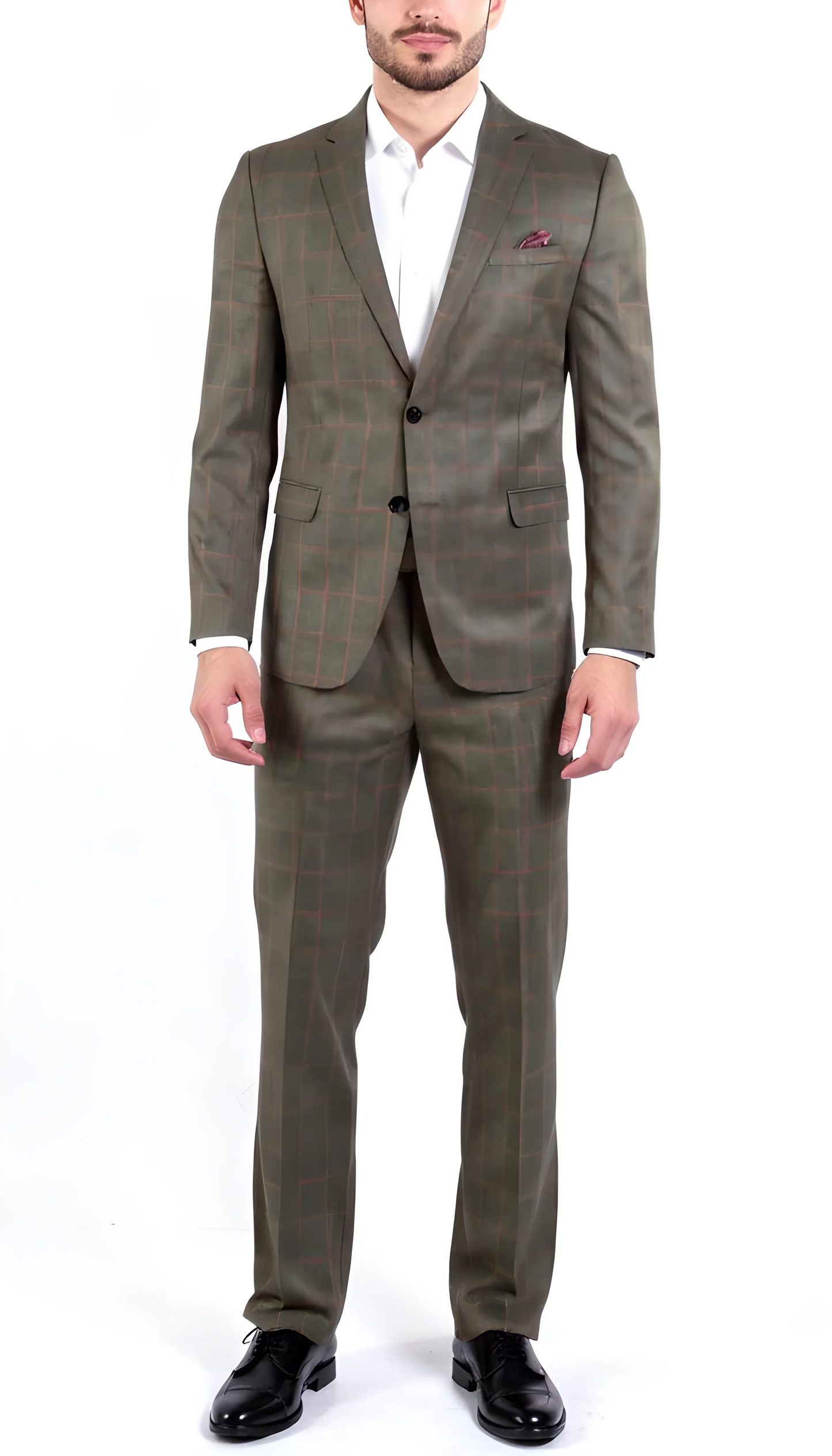 Red Checker Slim Fit Suit