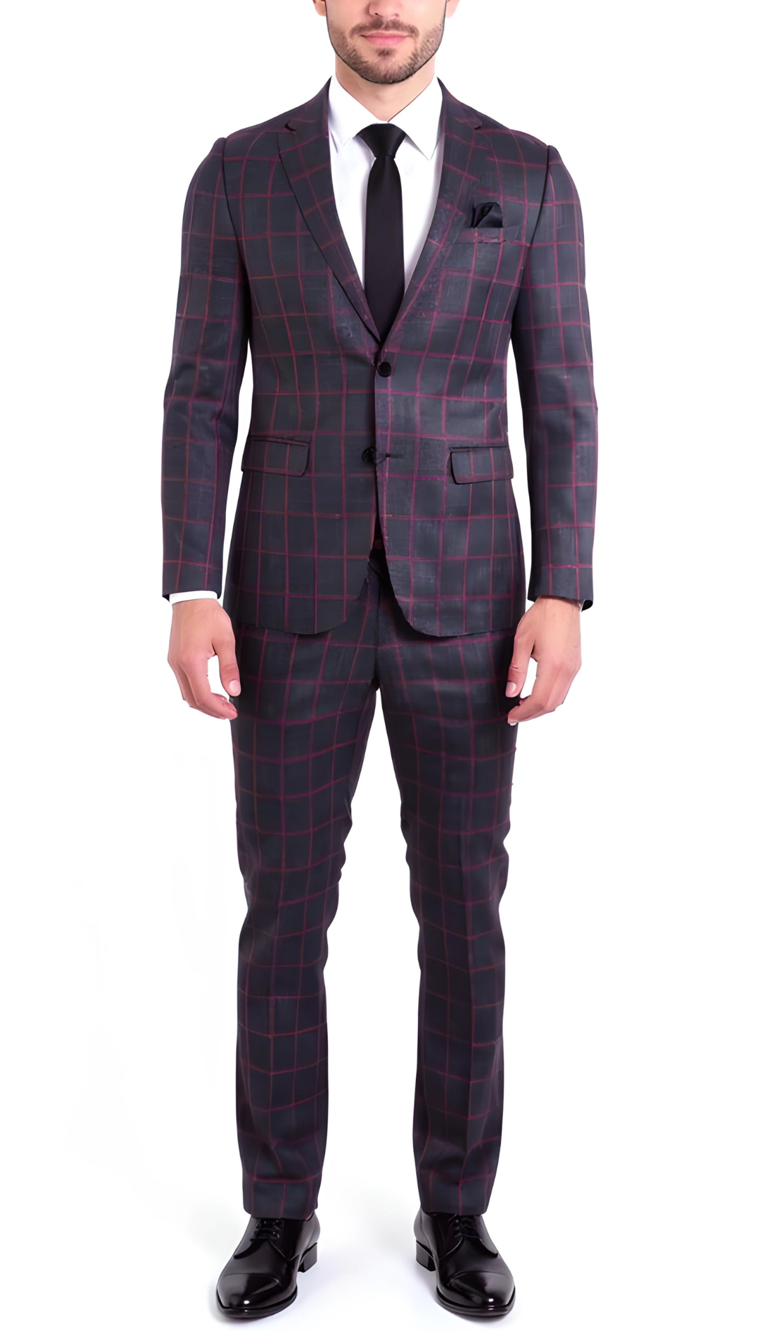 Red Checker Slim Fit Suit