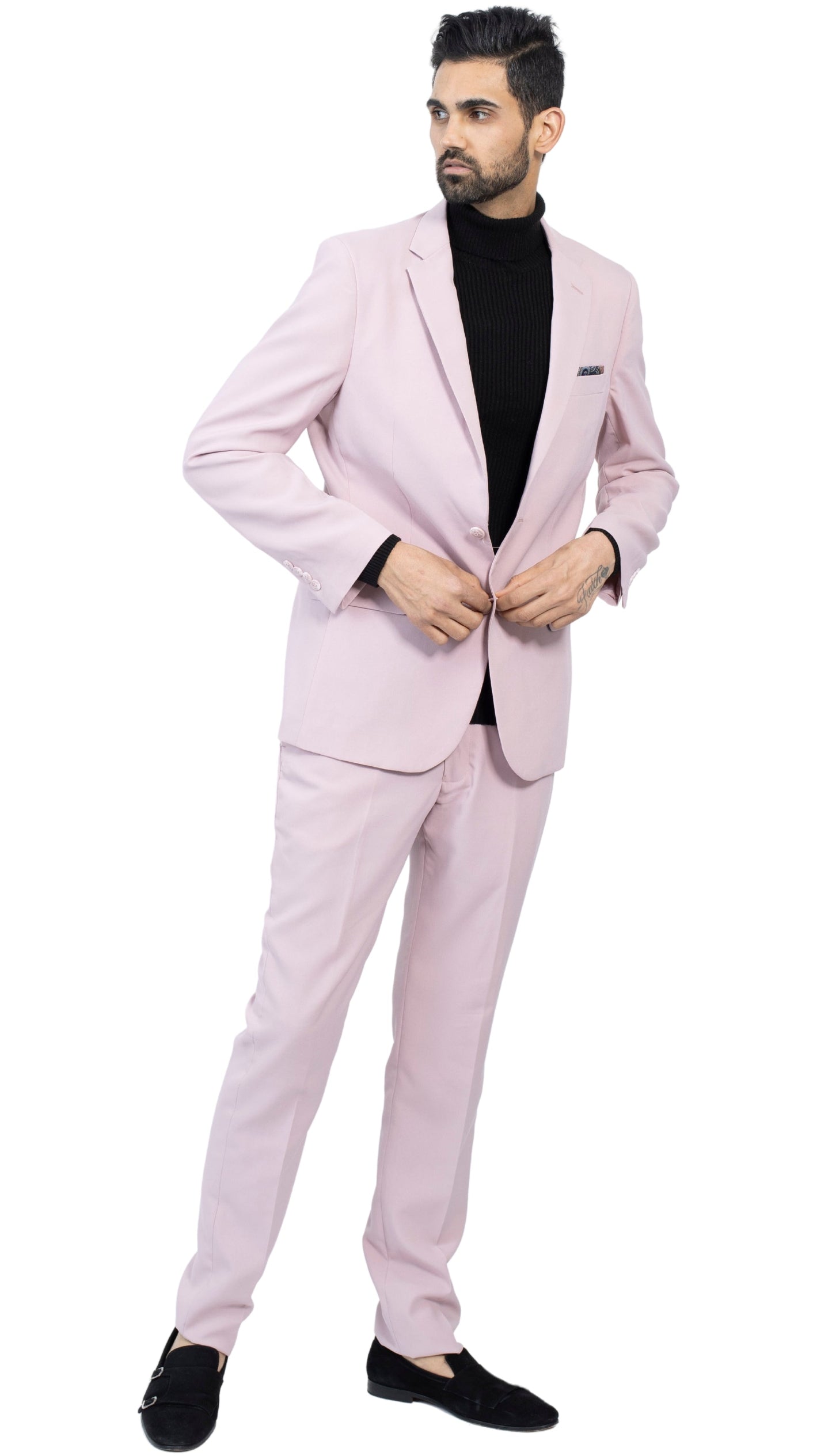 Pale Mauve Slim‑Fit Suit – Two‑Piece Edition
