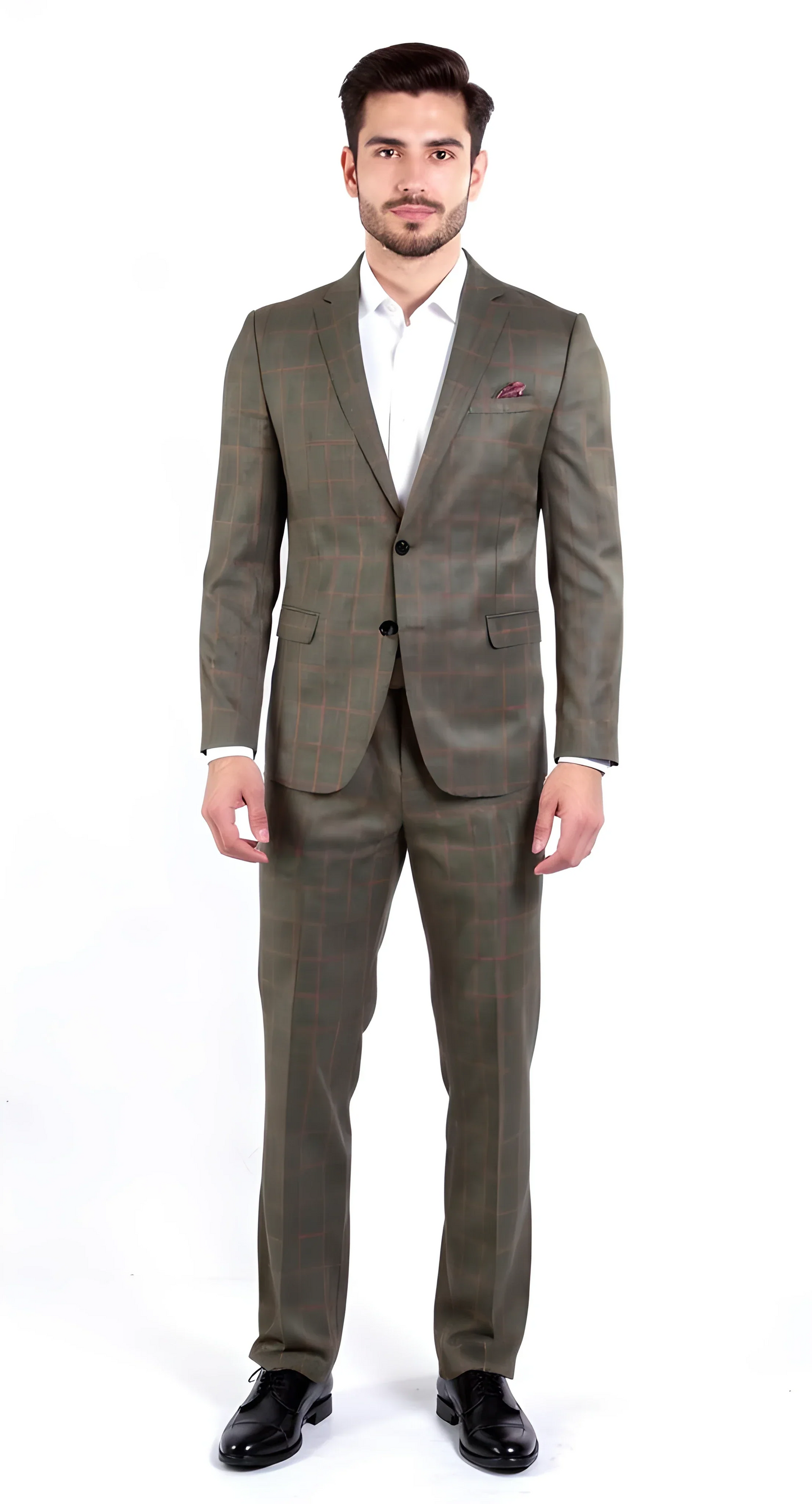 Red Checker Slim Fit Suit