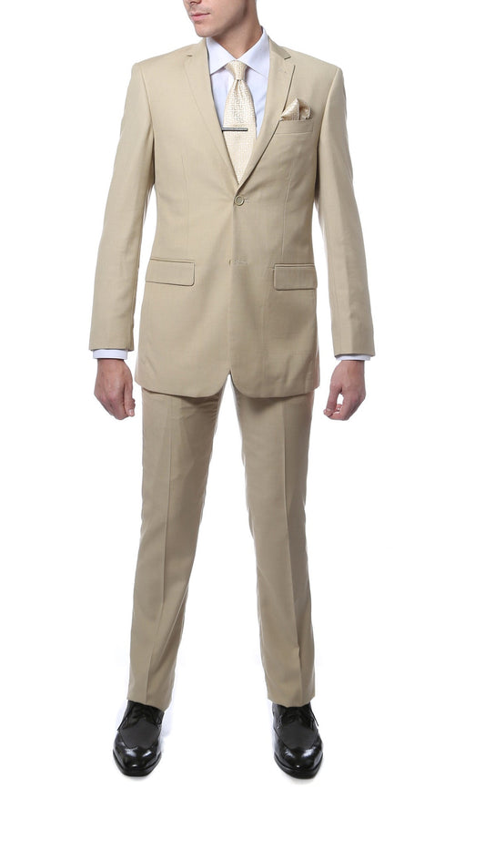 Tan Regular‑Fit Suit – Two‑Piece Edition