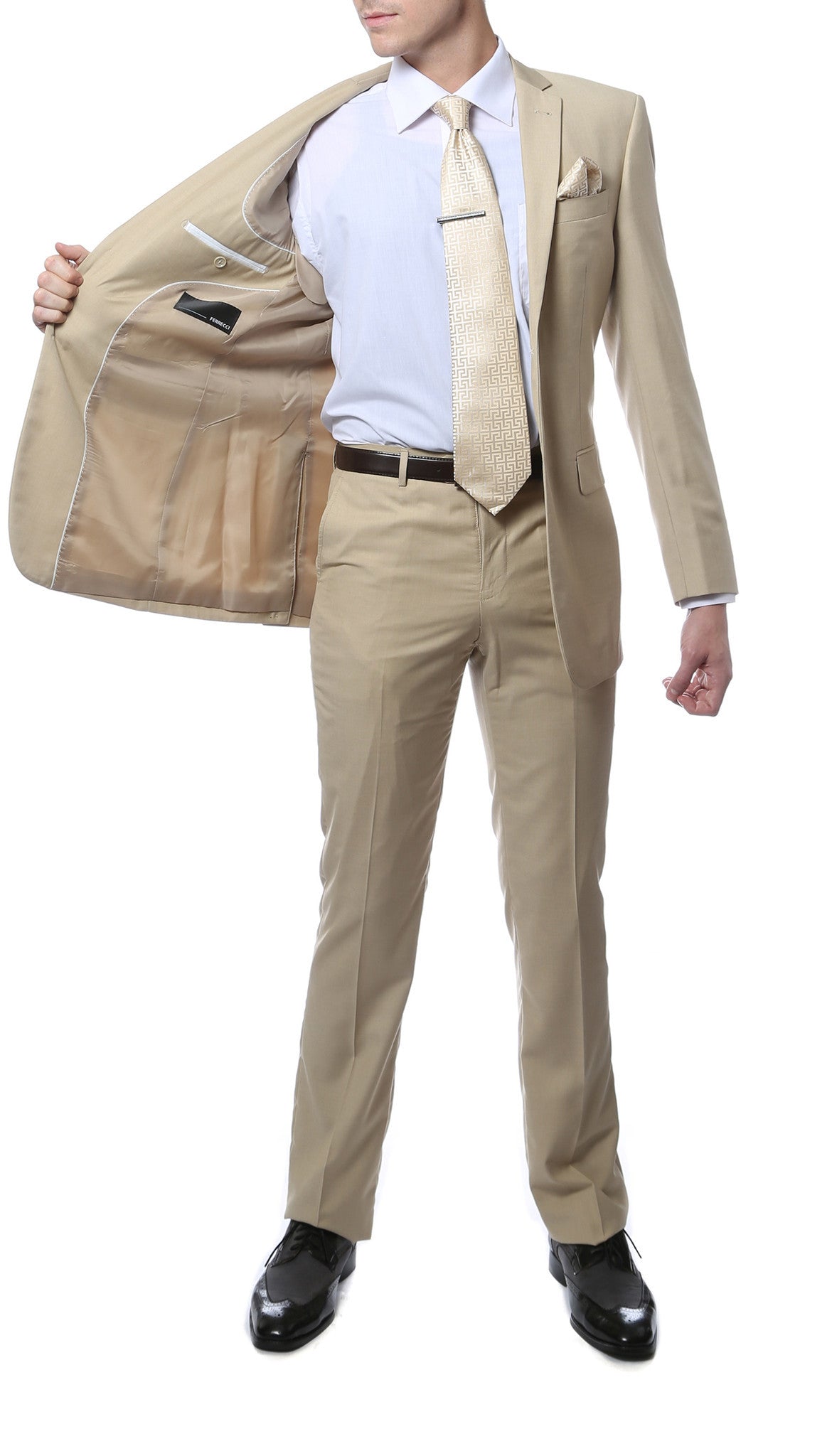 Tan Regular‑Fit Suit – Two‑Piece Edition