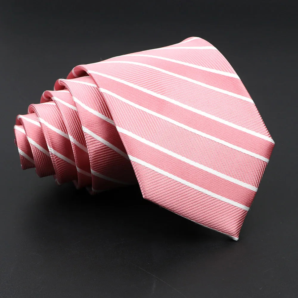 Striped Narrow Necktie – 7cm Classic Weave