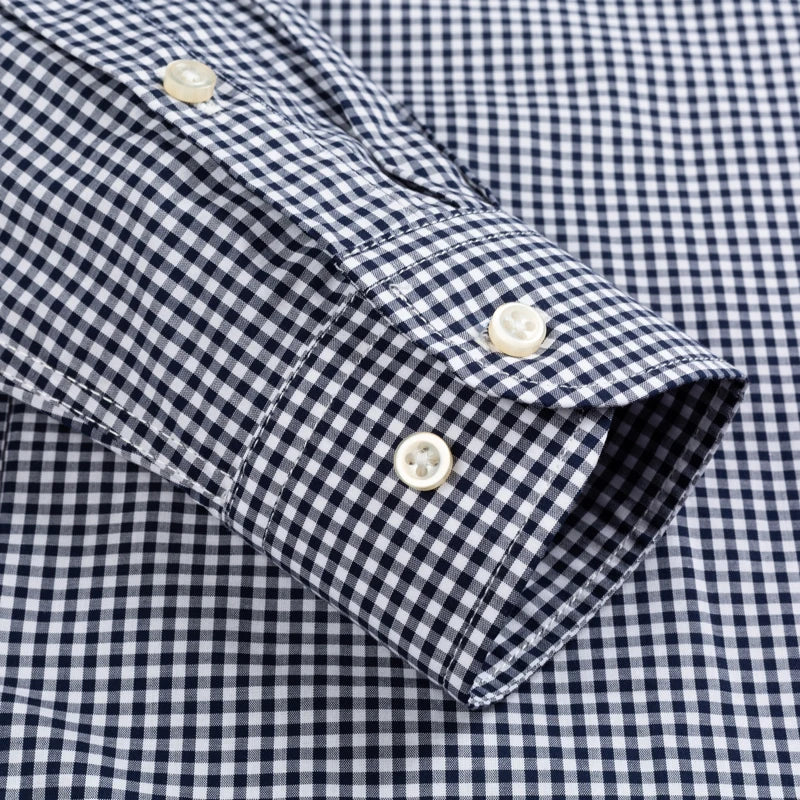 Gingham Check Long‑Sleeve Cotton Shirt — Smart‑Casual Standard Fit
