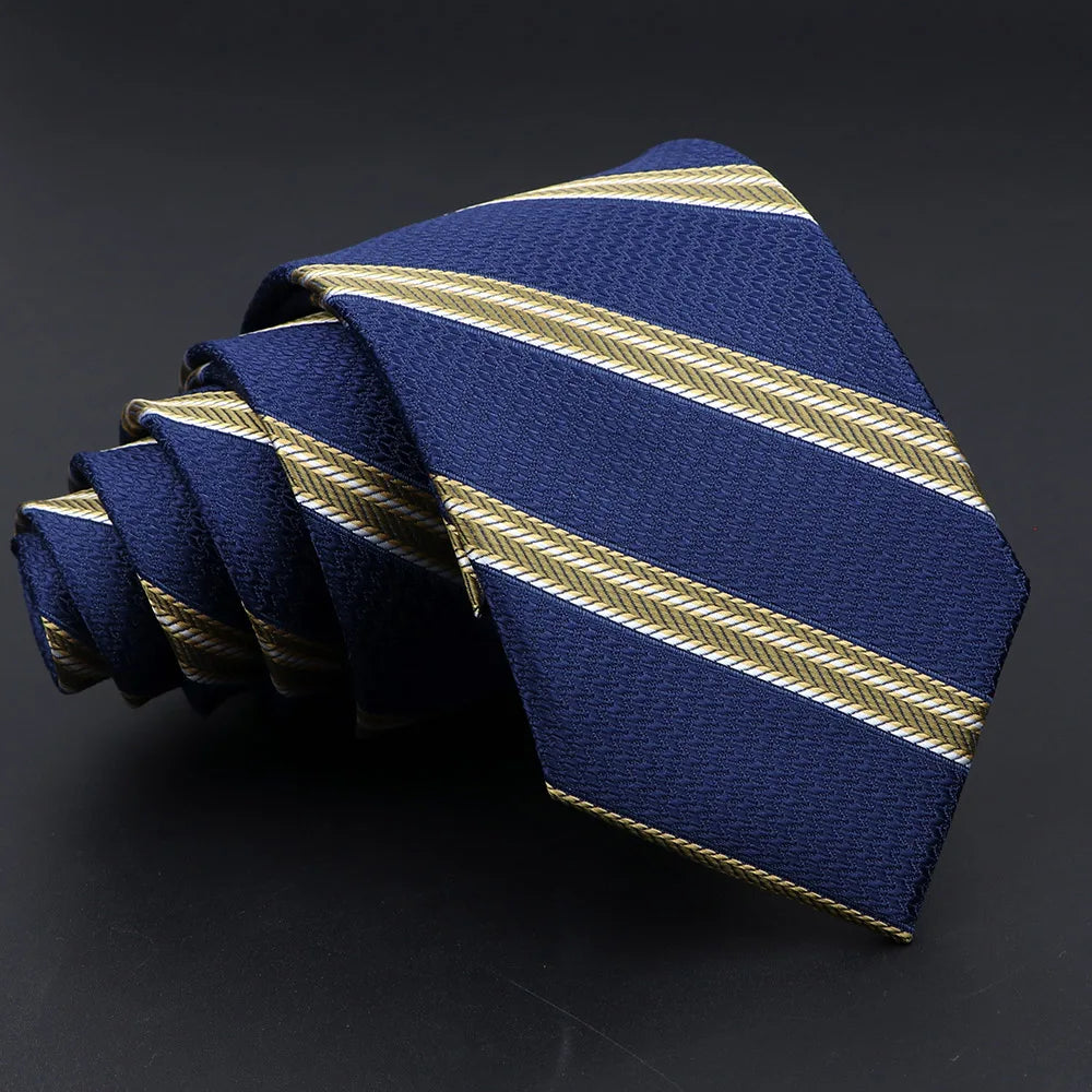 Striped Narrow Necktie – 7cm Classic Weave