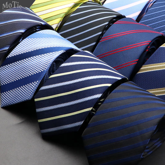 Striped Narrow Necktie – 7cm Classic Weave