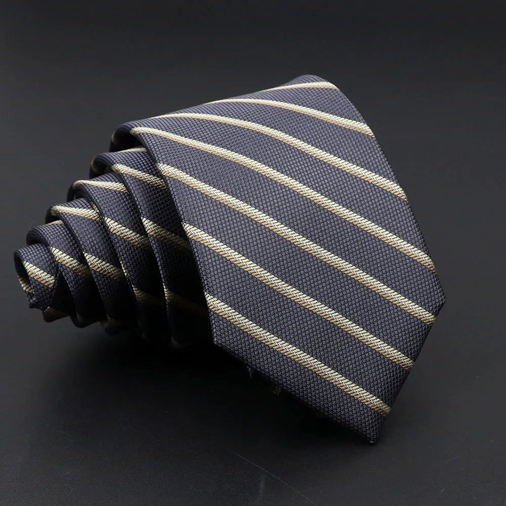 Striped Narrow Necktie – 7cm Classic Weave