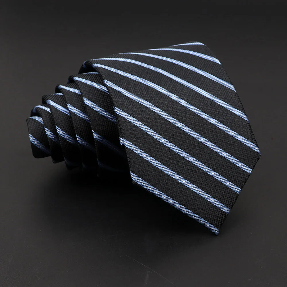 Striped Narrow Necktie – 7cm Classic Weave