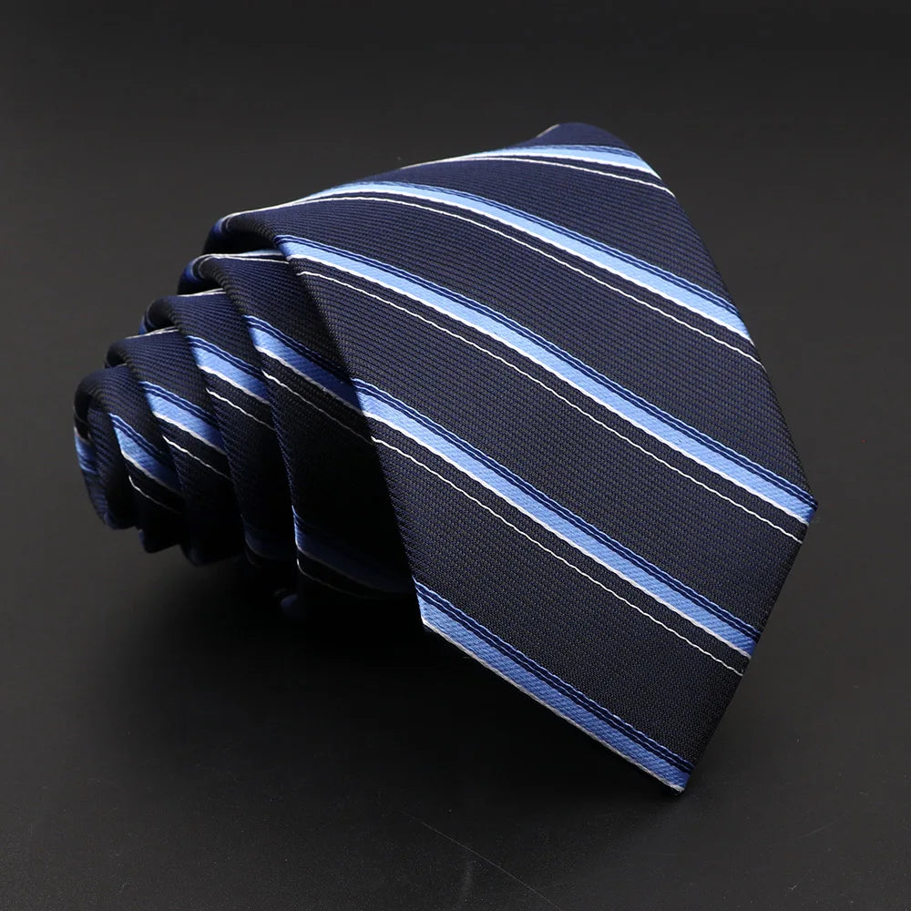 Striped Narrow Necktie – 7cm Classic Weave