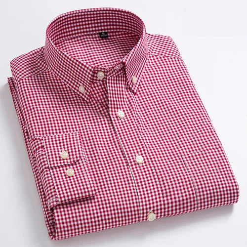 Gingham Check Long‑Sleeve Cotton Shirt — Smart‑Casual Standard Fit