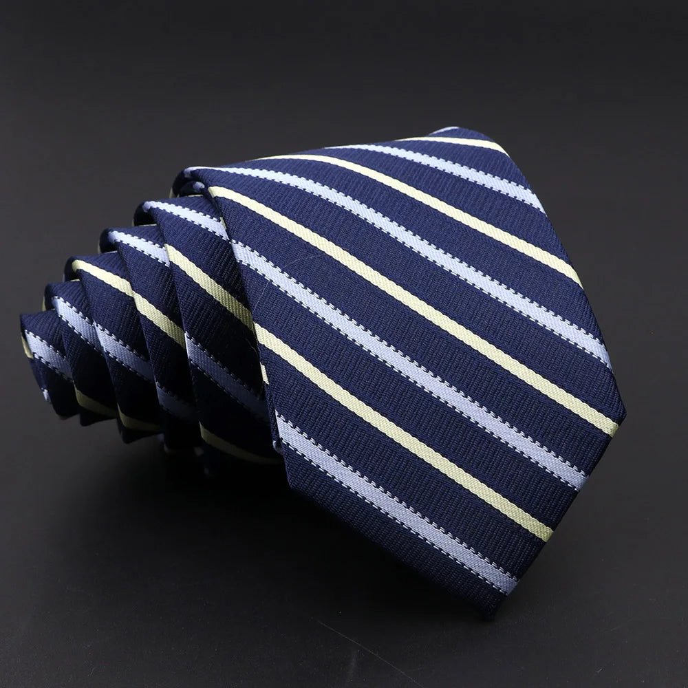 Striped Narrow Necktie – 7cm Classic Weave