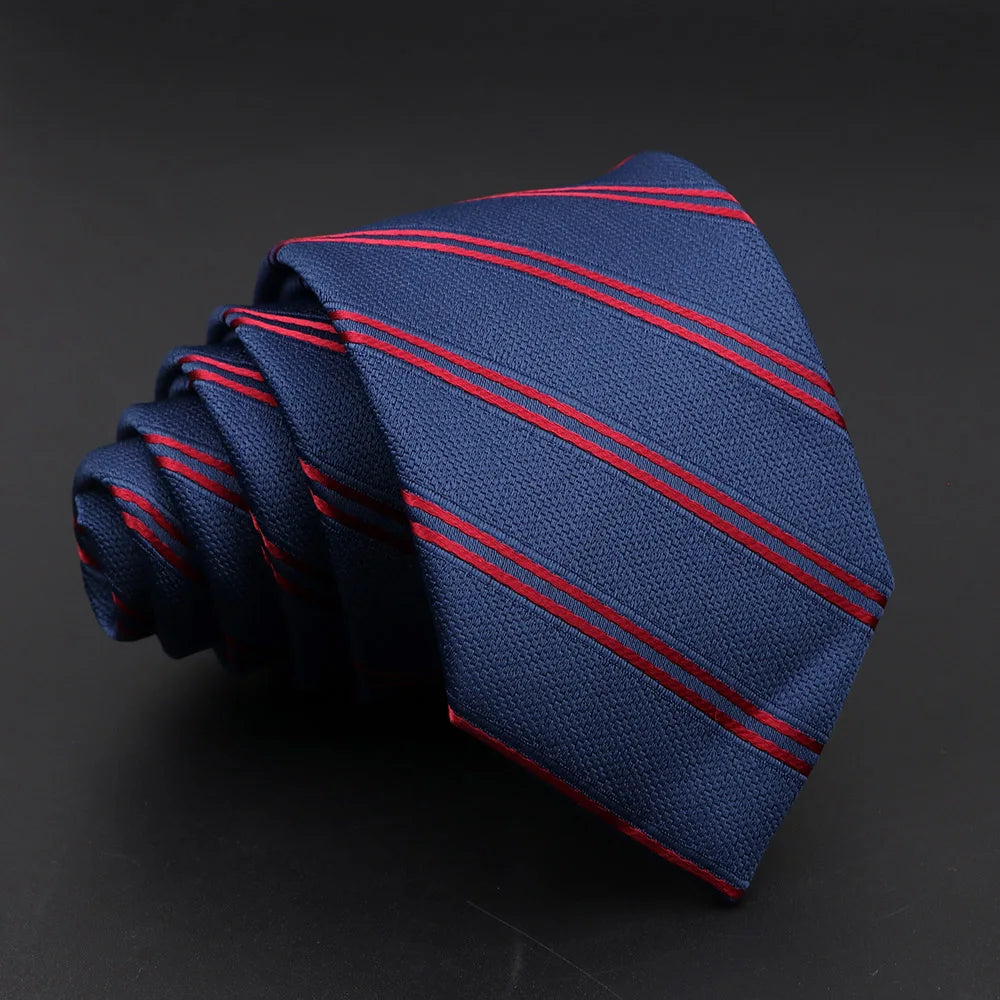 Striped Narrow Necktie – 7cm Classic Weave