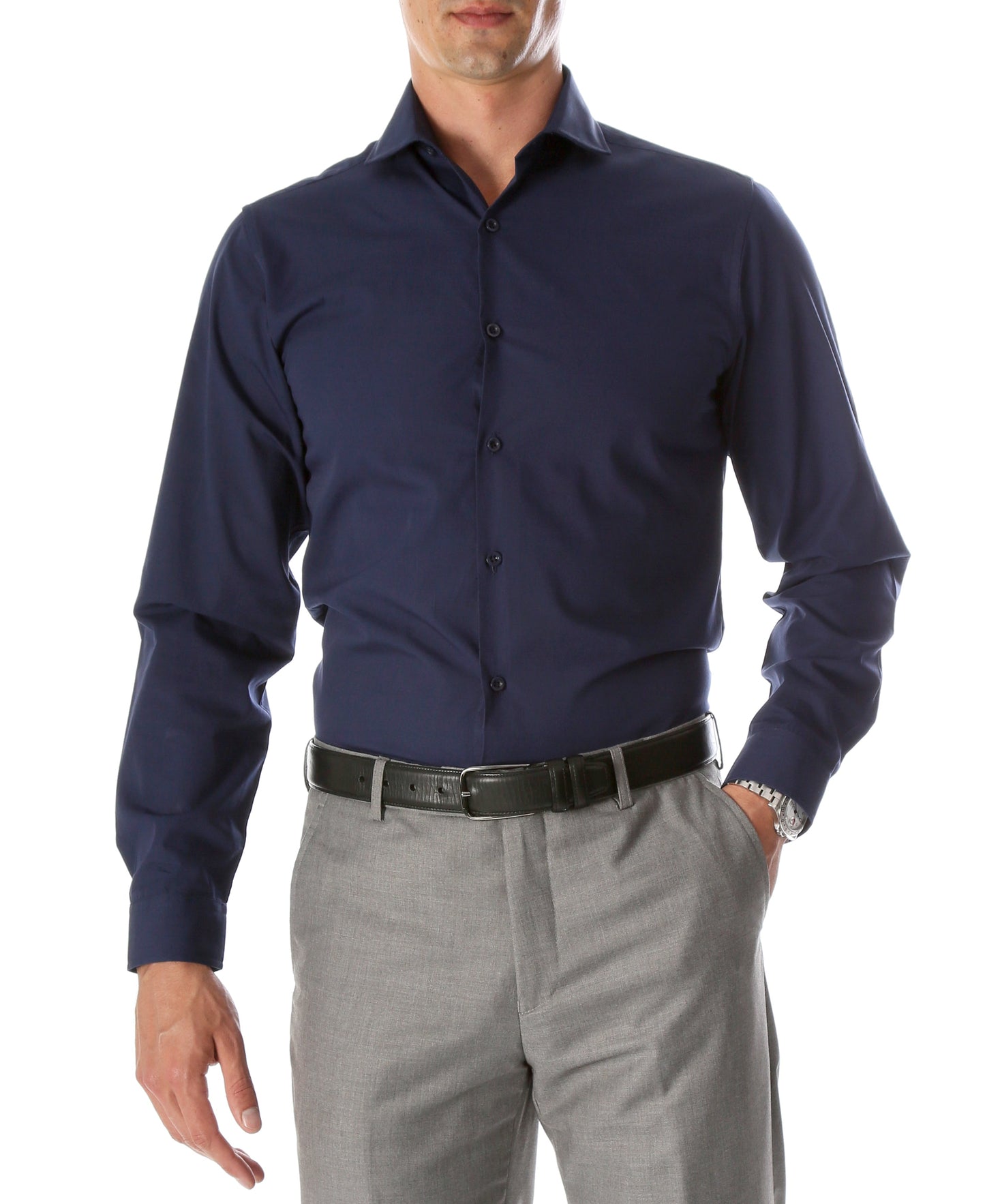 Navy Slim-Fit Dress Shirt