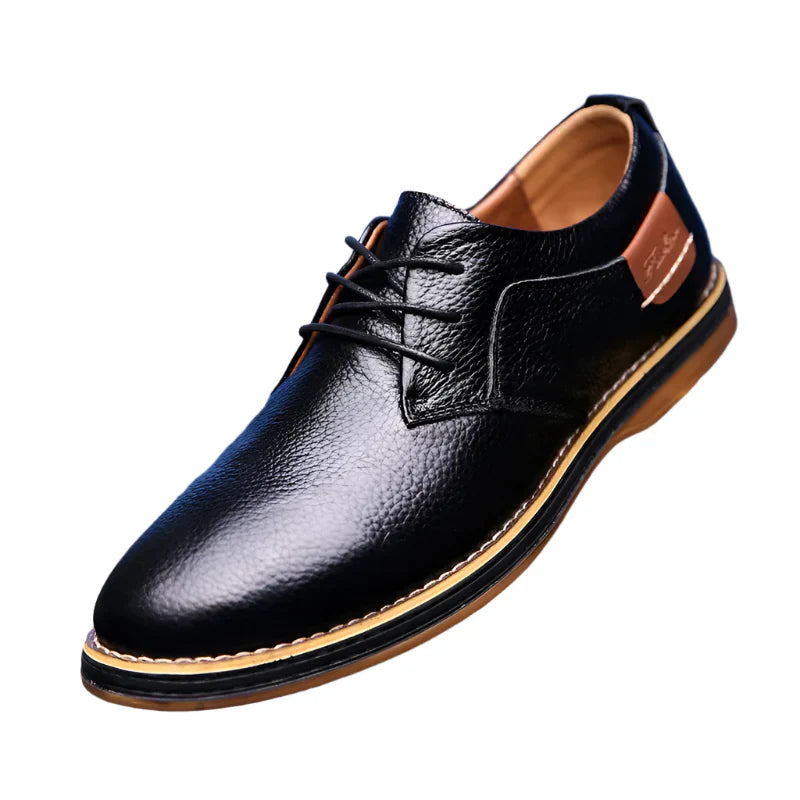 Black Leather Brogue Oxford Shoes