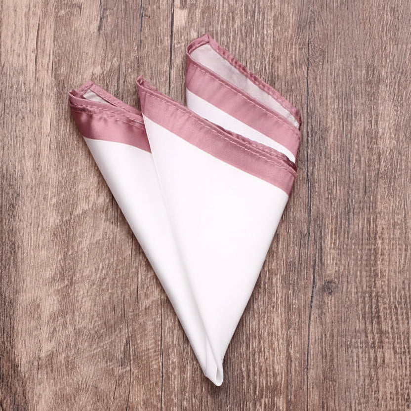 Classic White Solid Border Handkerchief
