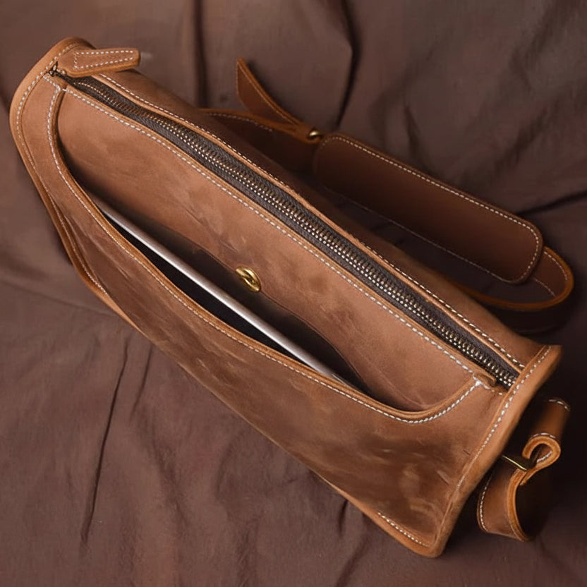 Horse Leather Messenger Bag — Vintage Style