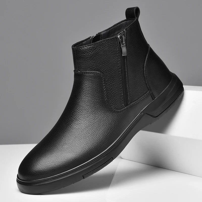 Premium Leather Ankle Boots — Modern Design