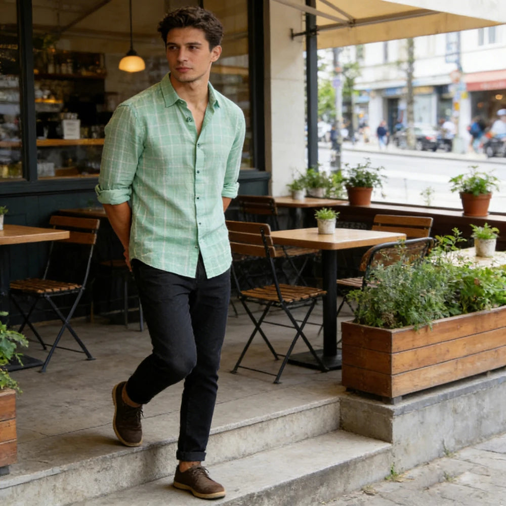 Classic Button-Down Linen Dress Shirt — Casual Fit