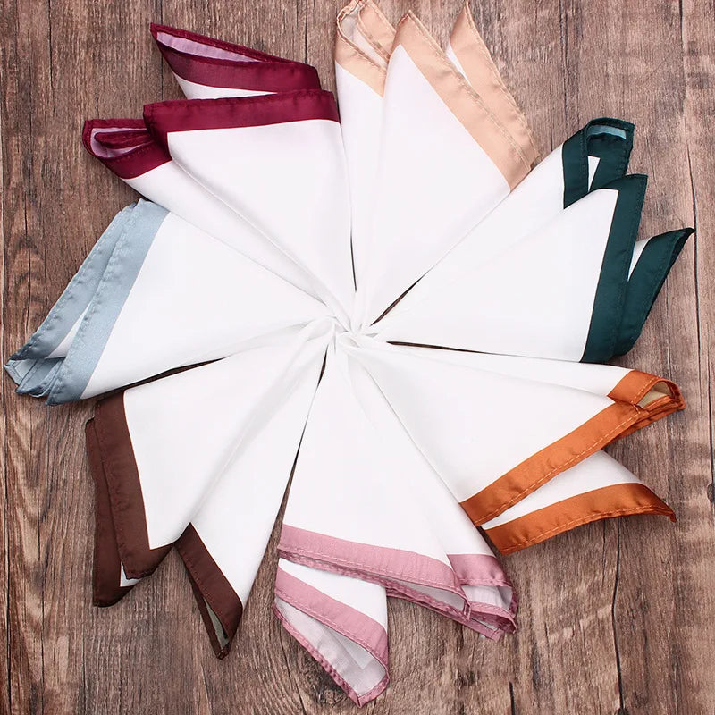 Classic White Solid Border Handkerchief