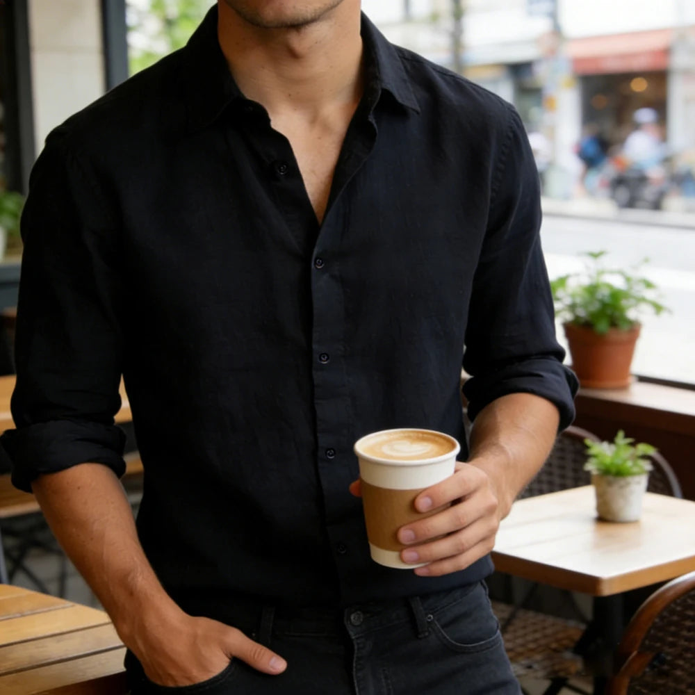 Classic Button-Down Linen Dress Shirt — Casual Fit