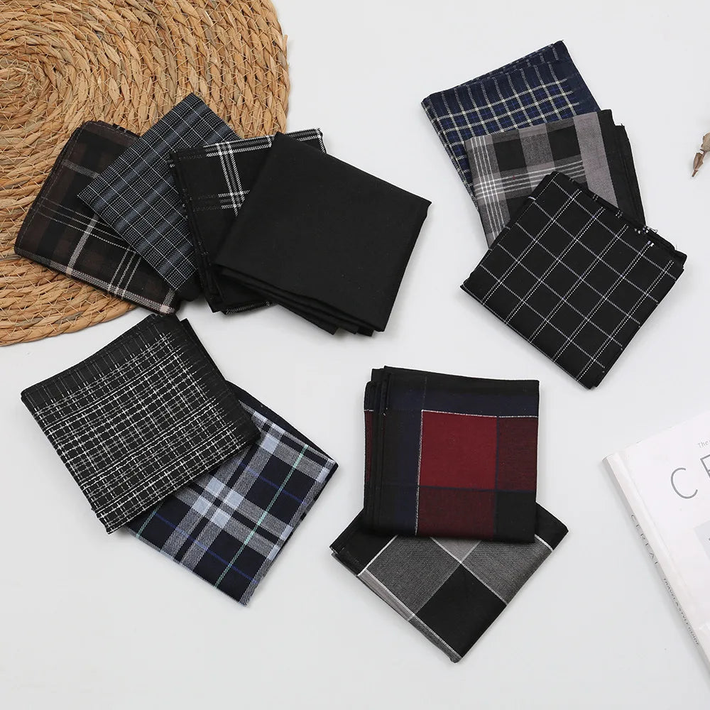 Plaid Cotton Handkerchief Set – 11‑Piece Collection