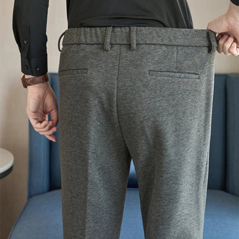 Wool-Blend Dress Pants — Elastic Waist Fit