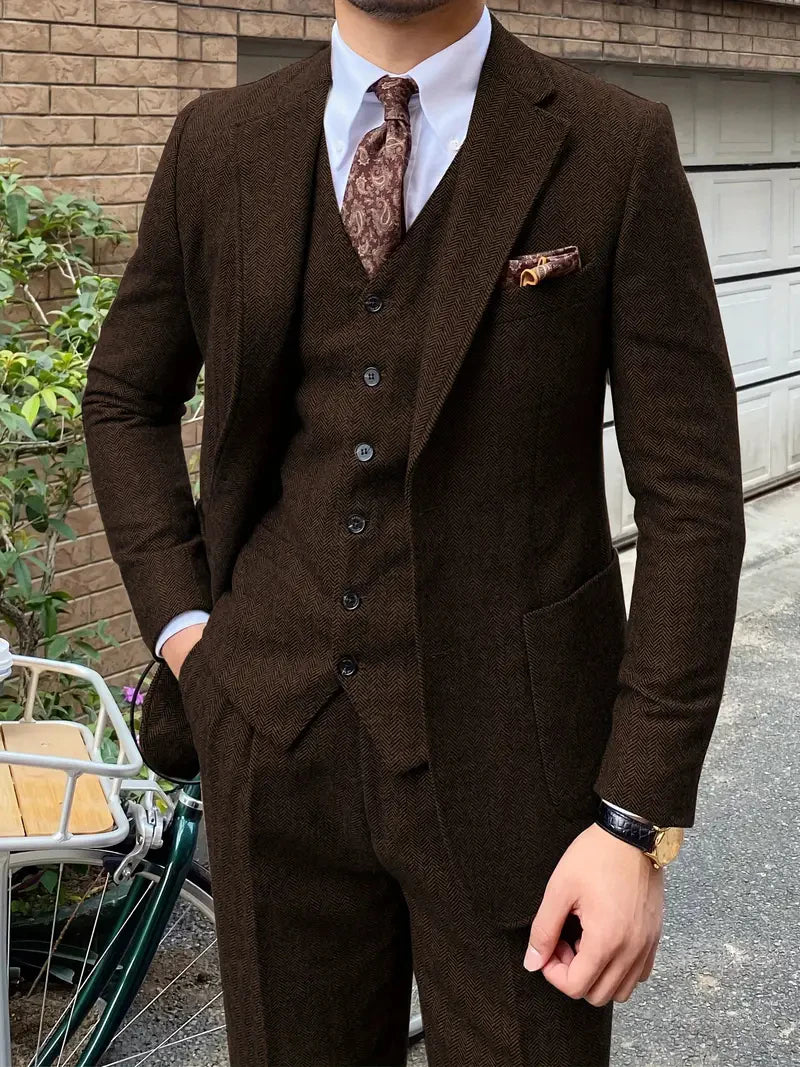 Modern Tweed Suit — 3 Piece Set