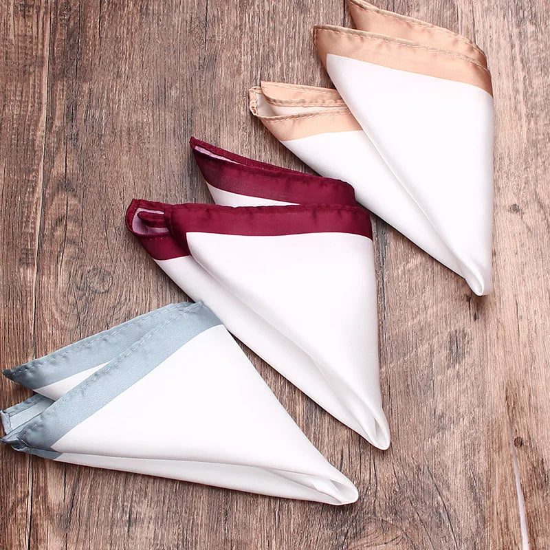 Classic White Solid Border Handkerchief