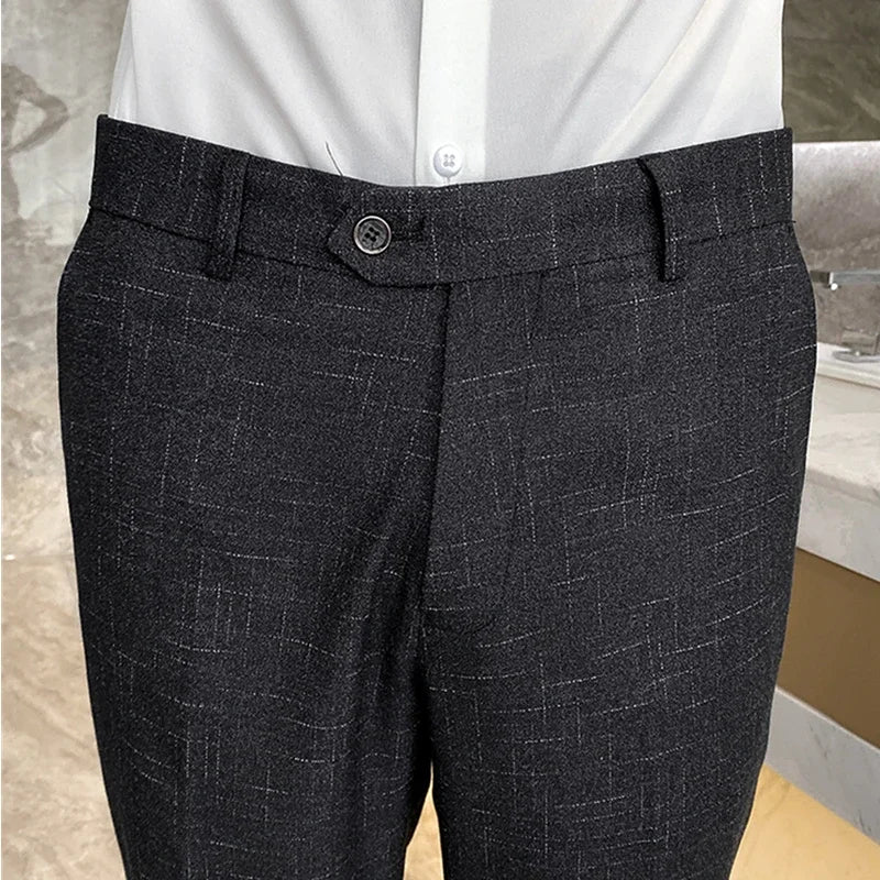 Striped Smart‑Casual Suit Trousers