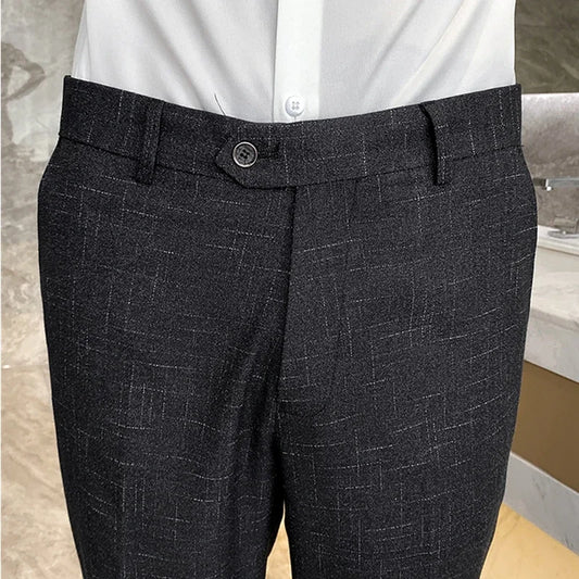 Striped Smart‑Casual Suit Trousers