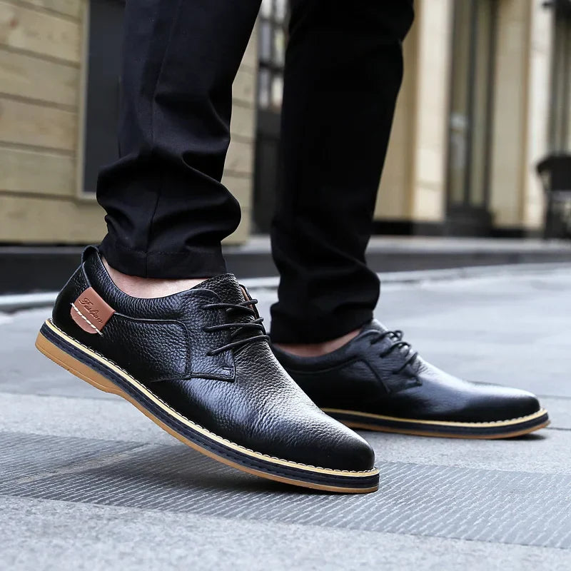 Black Leather Brogue Oxford Shoes