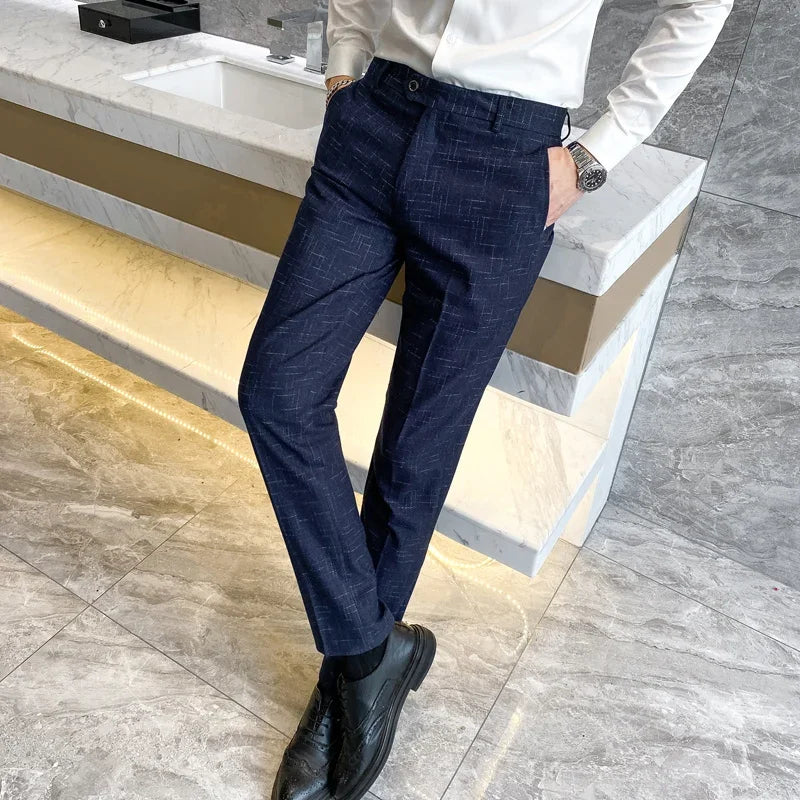 Striped Smart‑Casual Suit Trousers