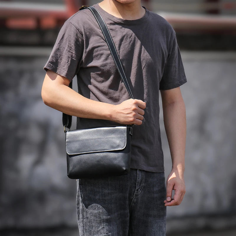 Cowhide Messenger Bag — Classic Style