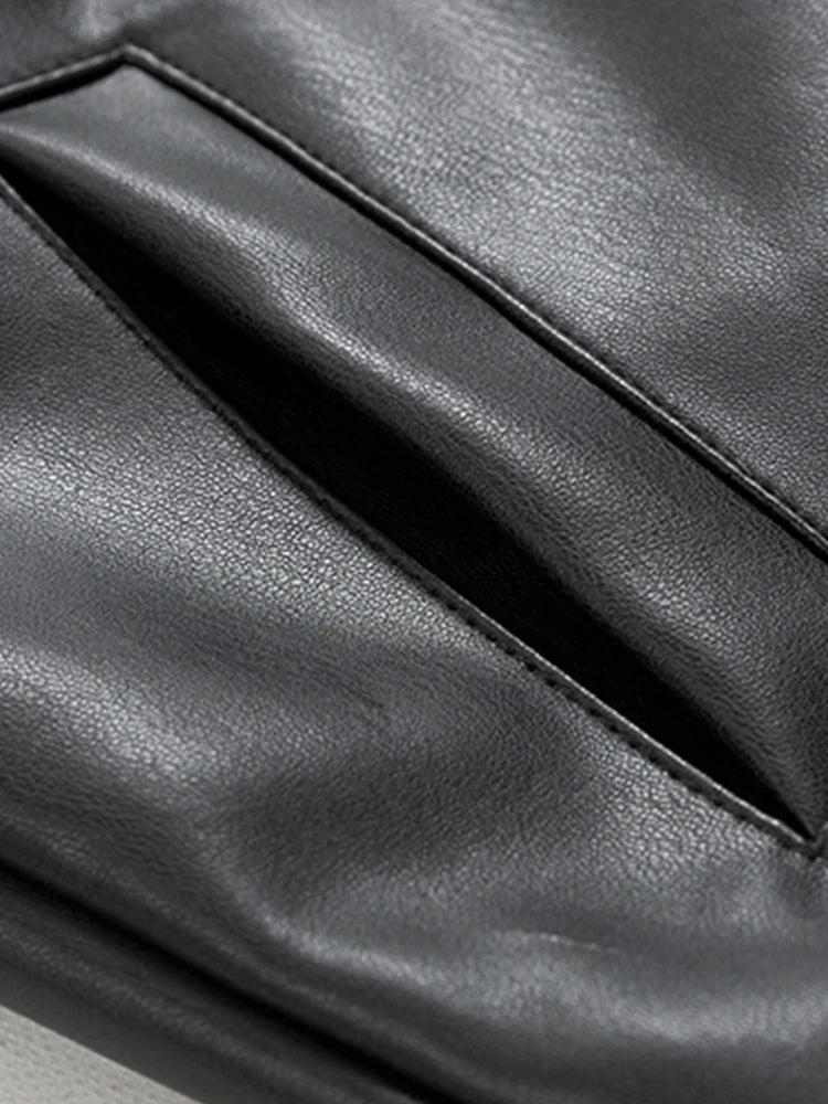 Short Black Faux Leather Jacket — Lightweight Wide‑Fit