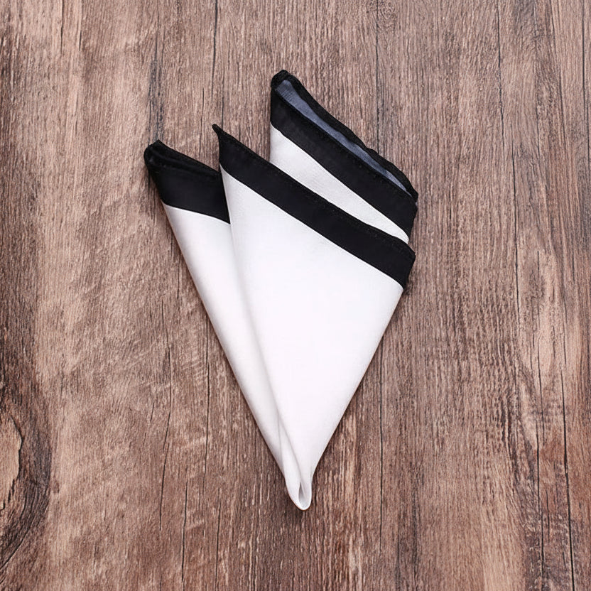 Classic White Solid Border Handkerchief