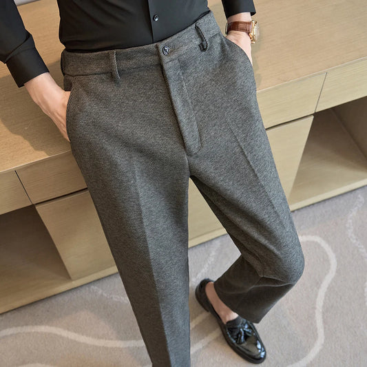 Wool-Blend Dress Pants — Elastic Waist Fit