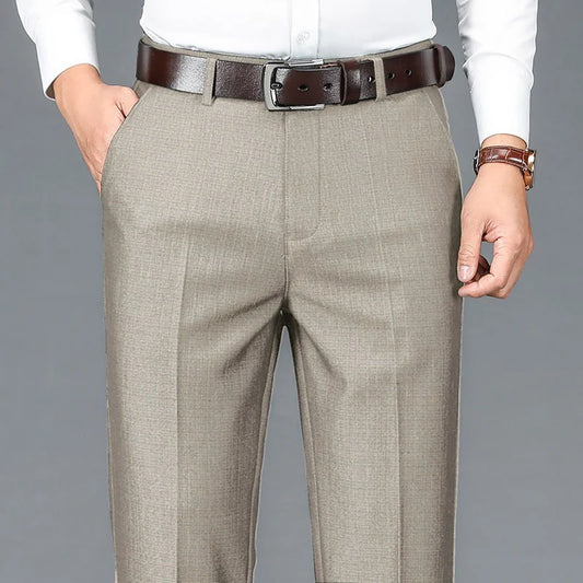 Classic Pleated Straight‑Leg Suit Trousers — Solid Business Edition
