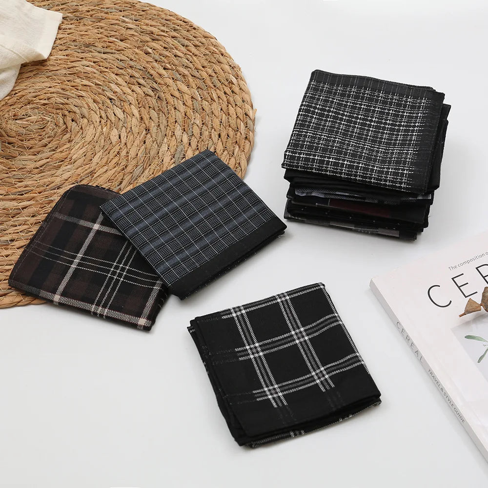 Plaid Cotton Handkerchief Set – 11‑Piece Collection