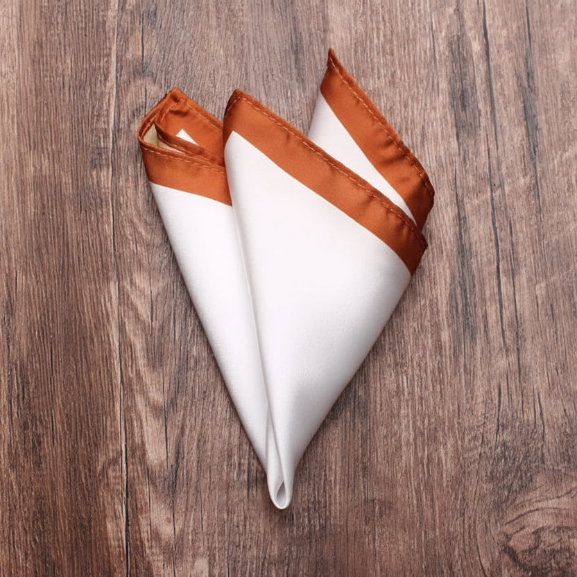 Classic White Solid Border Handkerchief