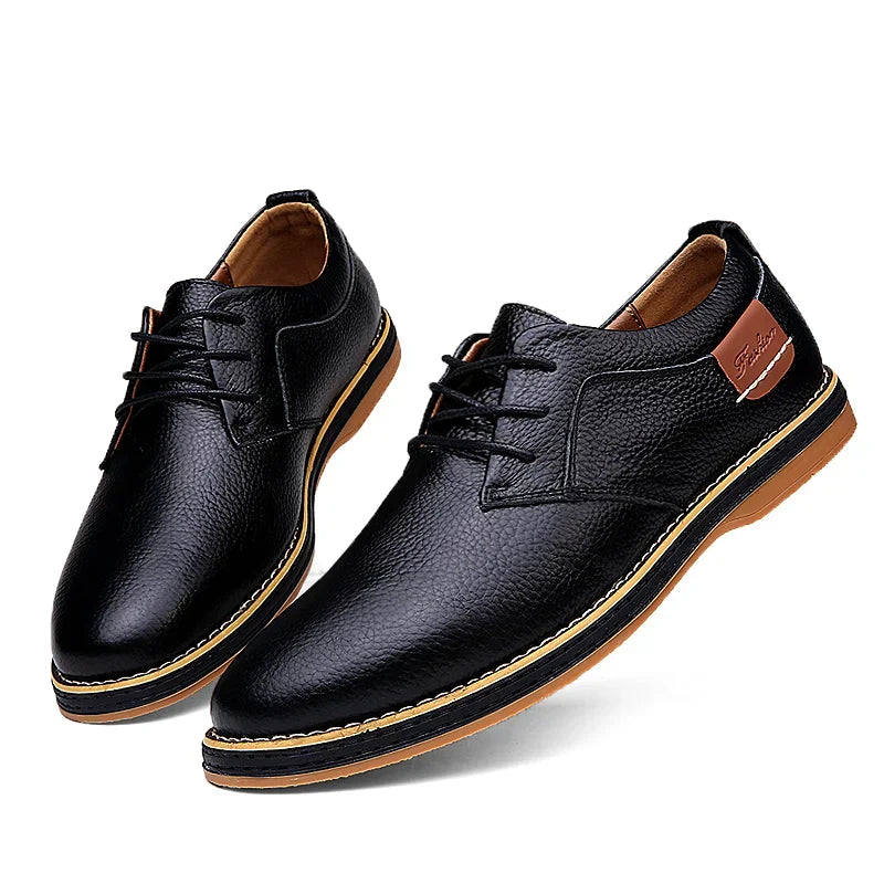 Black Leather Brogue Oxford Shoes