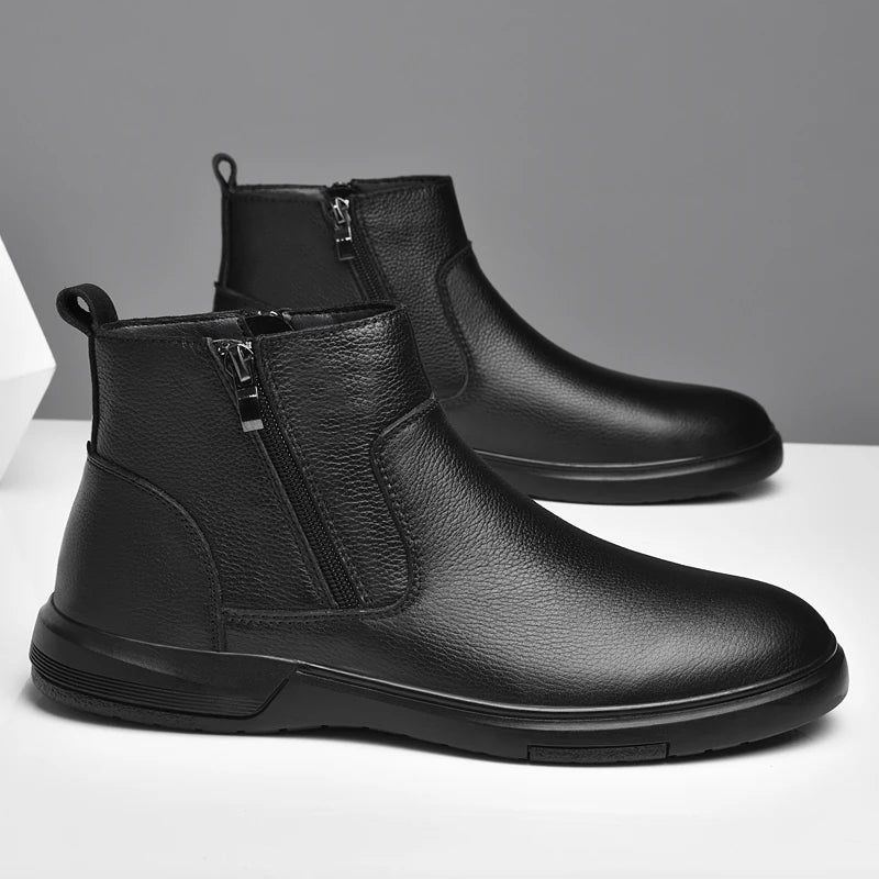 Premium Leather Ankle Boots — Modern Design