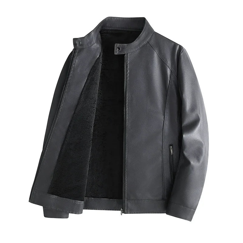Faux Leather Motorcycle Jacket — Casual Loose‑Fit Streetwear Style
