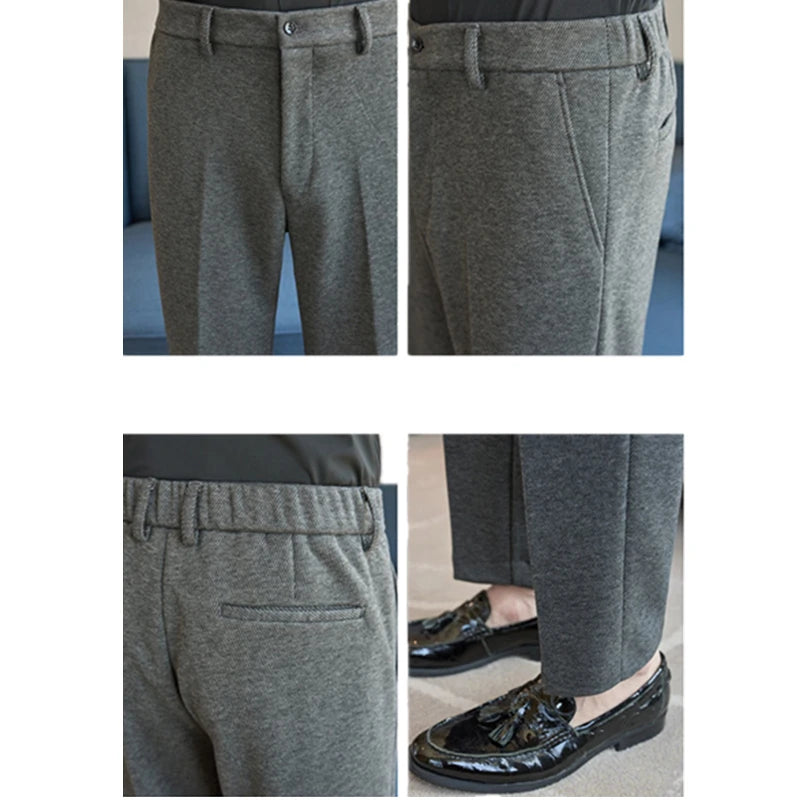 Wool-Blend Dress Pants — Elastic Waist Fit