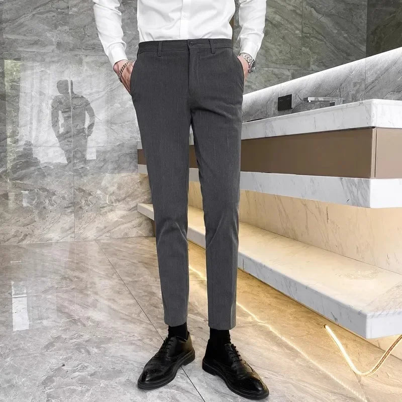 Striped Smart‑Casual Suit Trousers