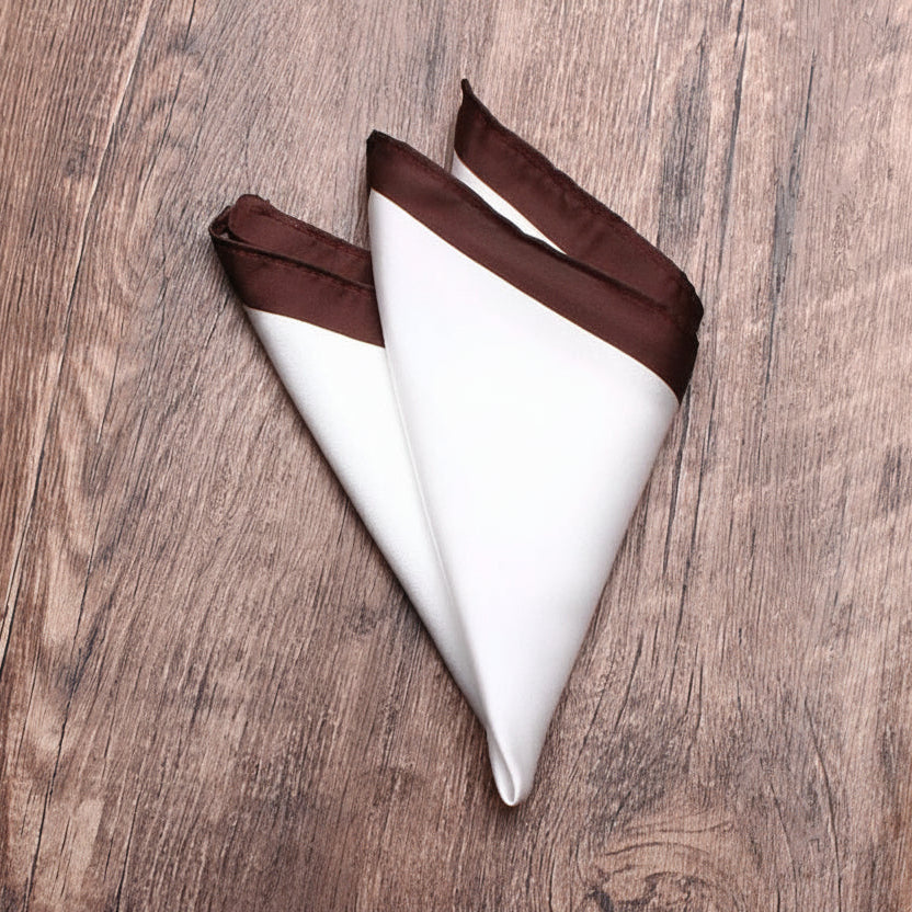 Classic White Solid Border Handkerchief