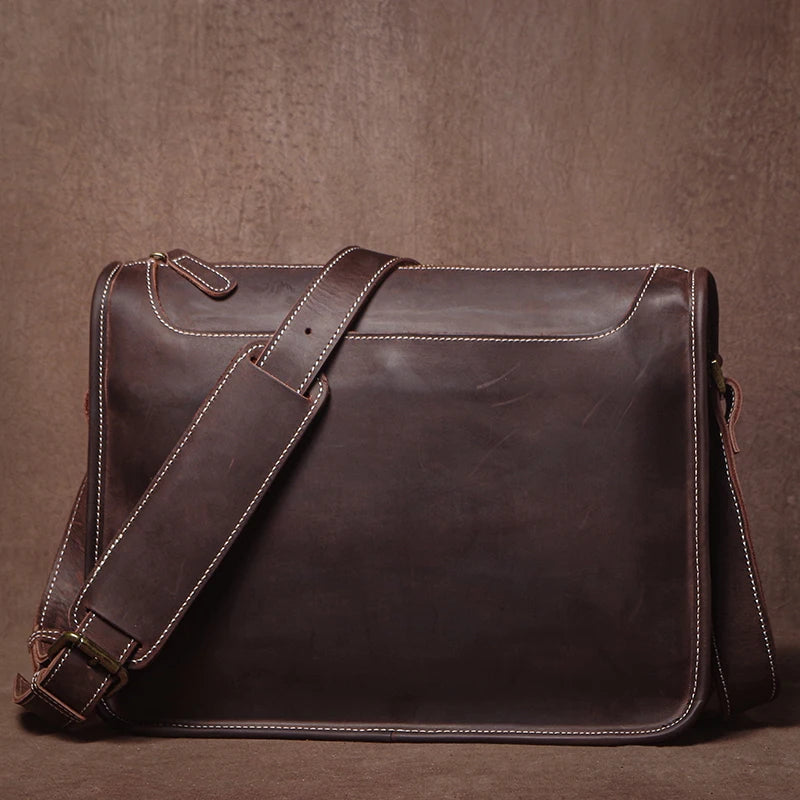 Horse Leather Messenger Bag — Vintage Style