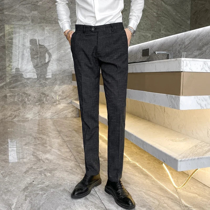 Striped Smart‑Casual Suit Trousers