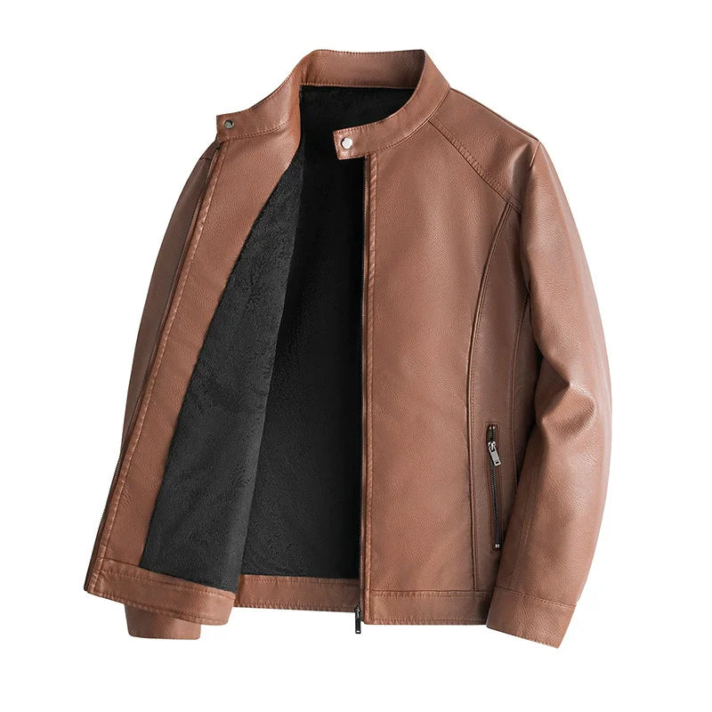 Faux Leather Motorcycle Jacket — Casual Loose‑Fit Streetwear Style
