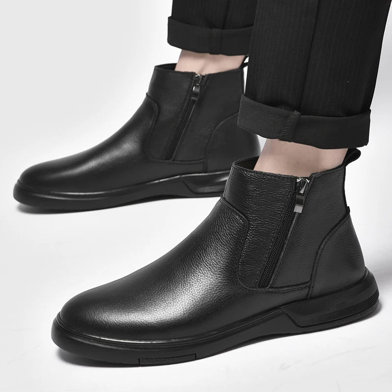 Premium Leather Ankle Boots — Modern Design